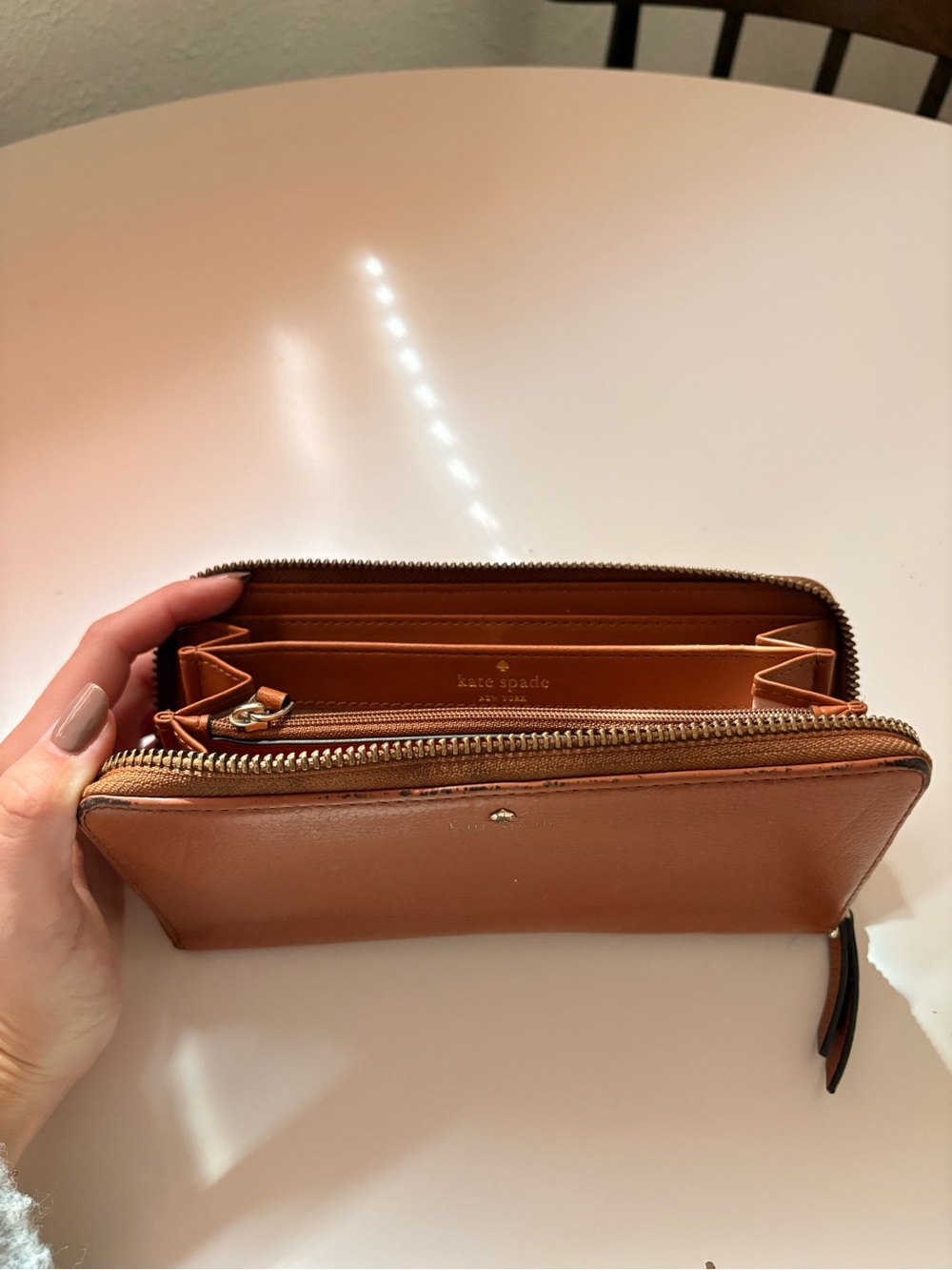 kate spade Tan Zip-Around Leather Wallet